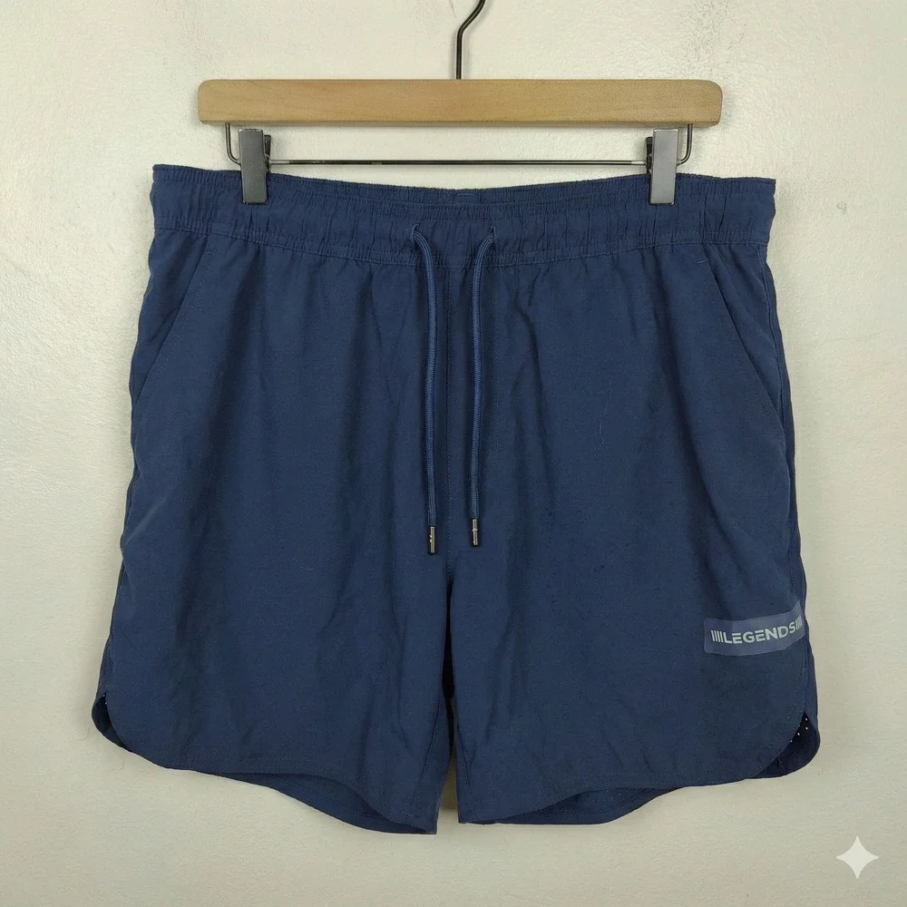Legends Luka Shorts Mens XL Athletic Navy Blue Zipper‎ Pocket Laser Cut Vents